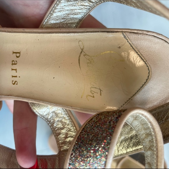 Christian Louboutin Silver Glitter Straratata Strappy Platform Sandal Heels - Picture 3 of 15